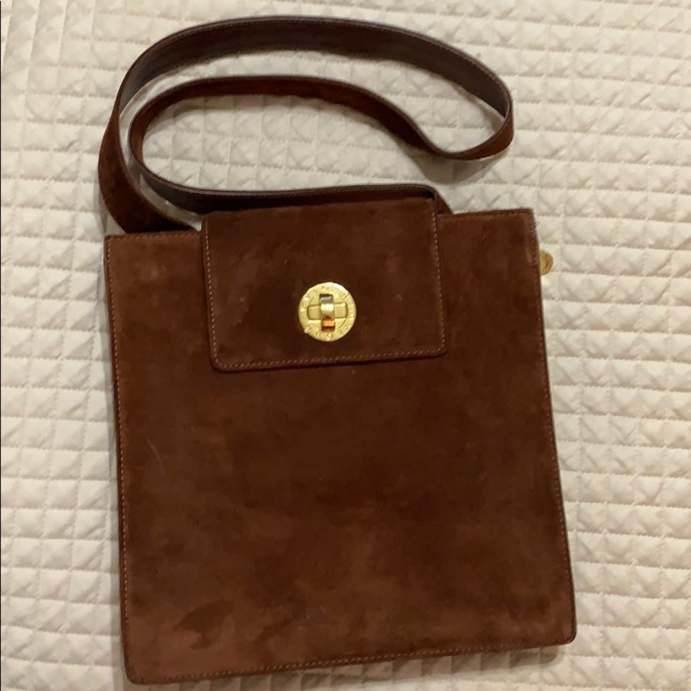 Vintage BVLGARI suede handbag